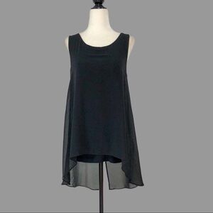 🤍 XS 🤍 Blouse High Low Split Seam Sheer Sleeveless Lined​